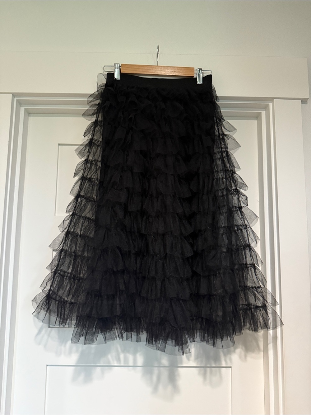 NWOT Women's Black Tiered Tulle A-Line Skirt